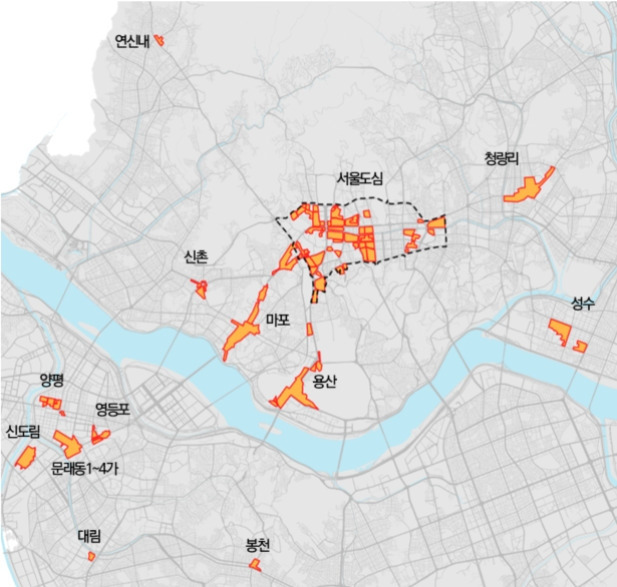 서울시 도시정비형 재개발지역 위치도 [서울시 제공]