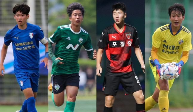 수원 박승수, 전북 한석진, 포항 박경택, 울산 김세형(왼쪽부터). 제공 | 한국프로축구연맹