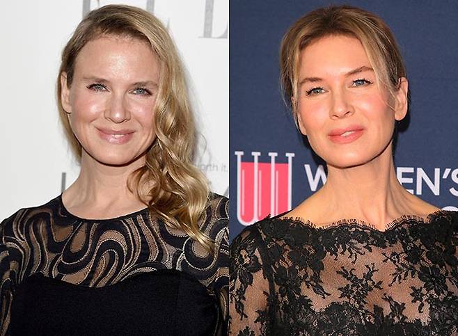 할리우드 배우 르네 젤위거가 2014년 성형수술 의혹을 받았을 당시 모습(왼쪽)과 2020년 모습./AFPBBNews=뉴스1