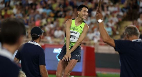 모나코 다이아몬드리그 남자 높이뛰기 2위에 오른 우상혁/AFP 뉴스1