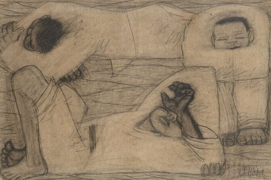 이중섭의 연필화 ‘세 사람’(1942~1945). [사진 국립현대미술관]