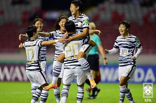 ▲ FIFA 랭킹 7위 캐나다를 2-0으로 완파한 U-20 여자 대표팀. ⓒ대한축구협회