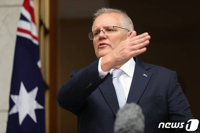 스콧 모리슨 호주 총리가 지난 1월13일(현지시간) 국회에서 연설하고 있다. 2022.02.08/news1 ⓒ AFP=뉴스1 ⓒ News1 김민수 기자