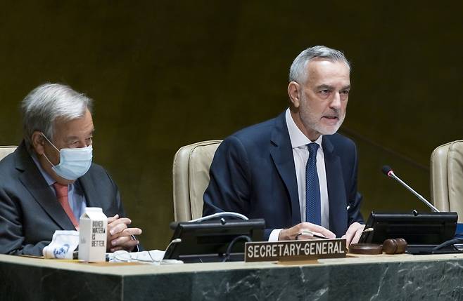 제10차 핵확산금지조약(NPT) 제10차 평가회의를 진행할 구스타보 슬라우비넨 의장 /EPA=연합뉴스