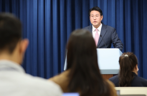 김태효 국가안보실 제1차장이 15일 오후 서울 용산 대통령실 청사에서 윤석열 정부의 대북정책 관련 브리핑을 하고 있다. 연힙뉴스