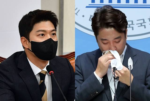 김용태 국민의힘 최고위원(왼쪽 사진)과 이준석 대표. 공동취재사진, 뉴시스