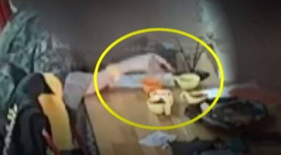 유튜버 A씨의 일행인 젊은 여성이 의자에 있던 담요에서 뭔가를 꺼내 휴지 위에 올려놓고 있는 모습. [사진=KBS 캡처 ]