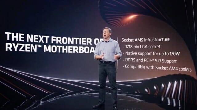 AM5 소켓은 DDR5를 지원하며 PCI 익스프레스 5.0 NVMe SSD와 호환된다. (사진=AMD)