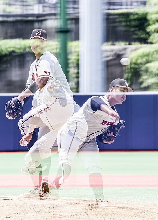 대통령배 전국고교야구대회에 참가한 덕수고 심준석. 김경록 기자