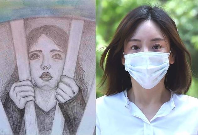 황하나(오른쪽)씨가 옥중에서 연재 중인 웹툰에 나오는 장면(왼쪽). 네이버 도전만화 웹사이트 캡처. 뉴시스