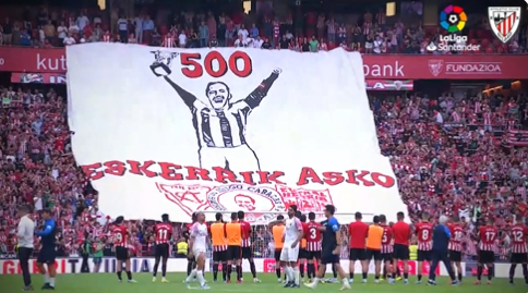 이케르 무니아인이 아틀레틱 빌바오에서 500경기를 소화한 것에 팬들이 감사의 뜻을 전하고 있다. /사진=아틀레틱 빌바오 공식 트위터