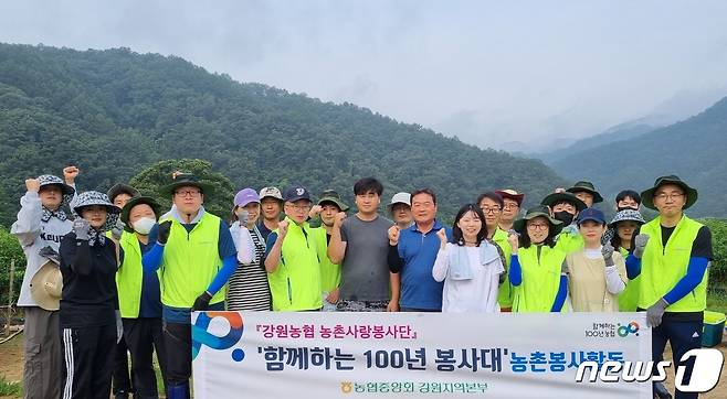 호우 피해농가 일손돕기.(농협 강원지역본부 제공) 2022.8.19/뉴스1