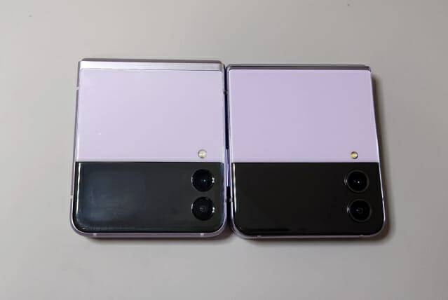 삼성전자 갤럭시Z플립3(좌측), 갤럭시Z플립4(우측) 비교 (사진=지디넷코리아)