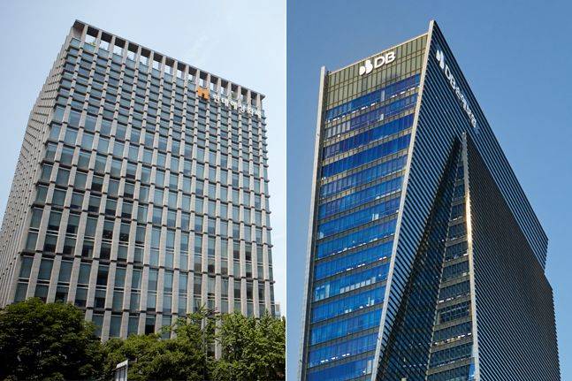 서울 세종로 현대해상(왼쪽)과 서울 테헤란로 DB손해보험 본사 사옥 전경.ⓒ각 사