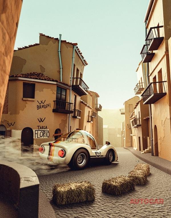 포르쉐 906-119가 타르가 칼레사노 거리를 굉음을 내며 지나간다
