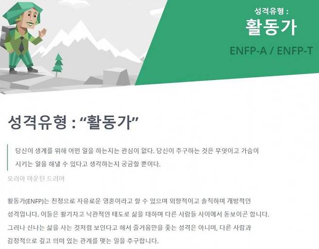 16personalities 사이트.