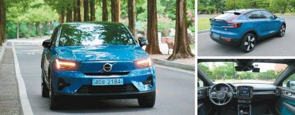 볼보 C40 리차지의 전면과 후측면 외관, 내부 인테리어.(왼쪽부터 시계방향) C40리차지는 차별화된 쿠페 디자인과 볼보 특유의
우아한 승차감이 인상적인 전기차다. 특히 충실한 안전사양과 TMAP 인포테인먼트 서비스는 쓰면 쓸수록 편리함에 빠져든다. 생애 첫
차로 프리미엄 전기차를 원한다면 주저 없이 선택할 만하다. 원성열 기자 sereno@donga.com