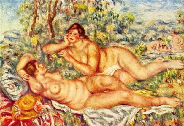 르누아르가 말년에 그린 ‘목욕하는 여인들’. 관절염 때문에 붓 터치가 젊은 시절보다 거칠어졌다.