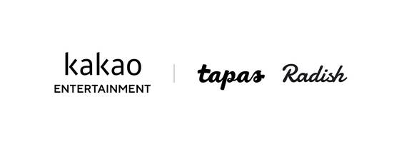 The logos of Kakao Entertainment, Tapas Media and Radish [KAKAO ENTERTAINMENT]