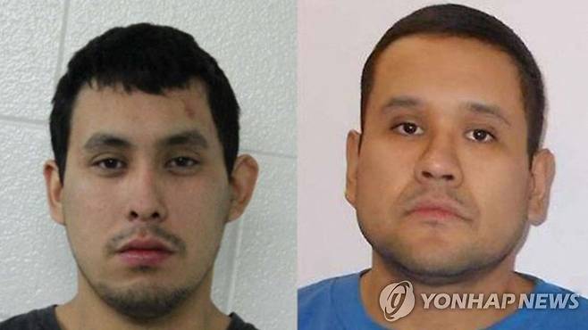 캐나다 흉기난동 사건 용의자 캐나다 왕립기마경찰(RCMP)은 4일 서스캐처원주에서 발생한 흉기난동 사건의 용의자인 데이미언 샌더슨과 마일스 샌더슨의 사진을 공개했다. [AFP 연합뉴스 자료사진. 재판매 및 DB 금지]