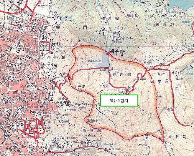 광주 제4수원지 지형도 [광주시 제공. 재판매 및 DB 금지]