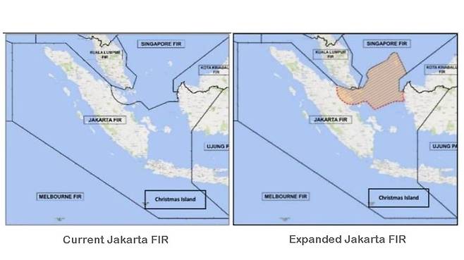 싱가포르의 FIR 반환 구역 [인도네시아 교통부 제공. 재판매 및 DB 금지]