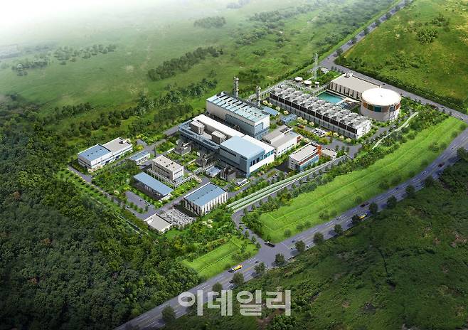 울산·미포 국가산업단지 내 부곡용연지구에 짓고 있는 세계 최초 LNG/LPG 겸용 발전소 ‘울산 지피에스’ 조감도.(사진=SK가스)