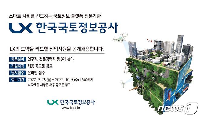 LX한국국토정보공사(LX공사)가 20222 하반기 신입사원을 공개 모집한다.(LX공사 제공)2022.9.20./ⓒ 뉴스1