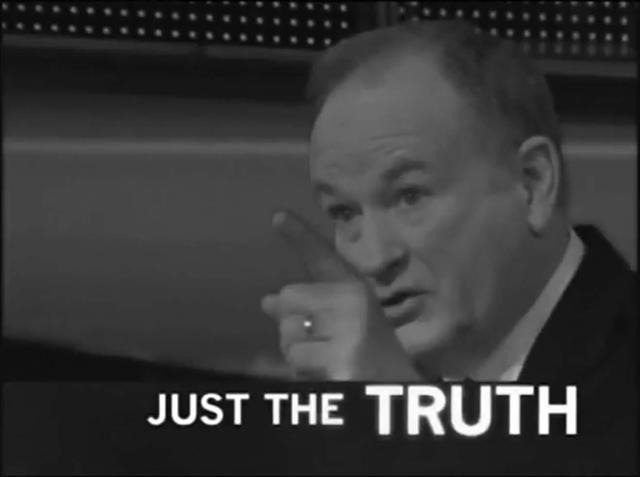 폭스뉴스 인기 프로 '오라일리 팩터'의 광고 장면. 과장되고 강렬한 어법으로 자신들의 방송이 '진실'(TRUTH)이라고 강조한다. 출판사 제공