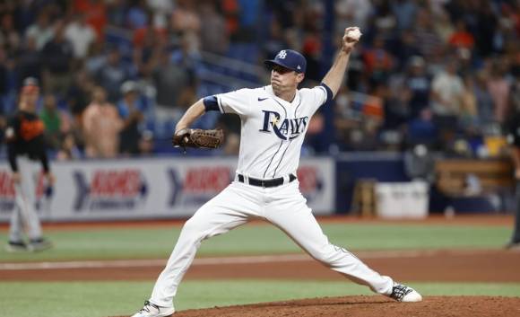MLB 탬파베이에서 뛰고 있는 브룩스 레일리는 22일(한국시간) 열린 휴스턴과 홈 경기에 두 번째 투수로 등판했다. 레일리는 1이닝 3피안타(1홈런) 3실점하면서 이날 패전투수가 됐다. [사진=뉴시스]