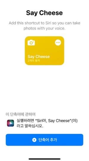 단축어 애플리케이션(앱)을 실행해 사진을 찍는 방법이 있다. /사진=송은정 기자