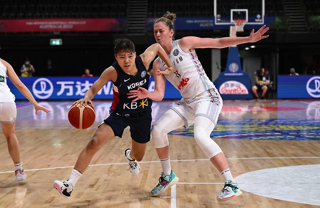 호주 시드니에서 열린 2022 국제농구연맹(FIBA) 여자농구 월드컵에서 한국 여자농구 대표팀과 벨기에의 경기. [연합]