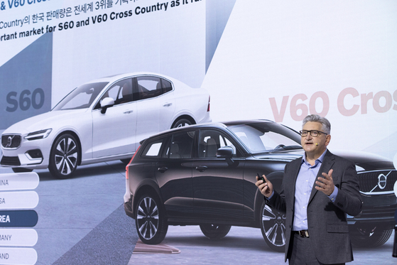 Nick Connor, head of Volvo Cars for the Asia Pacific region, speaks during a media event Tuesday held at the Westin Josun Seoul hotel in central Seoul. [VOLVO CARS KOREA]