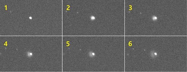 한국천문연구원이 포착한 나사의 '다트' 우주선과 소행성 '디모르포스'의 충돌 순간. (사진=한국천문연구원 제공) *재판매 및 DB 금지