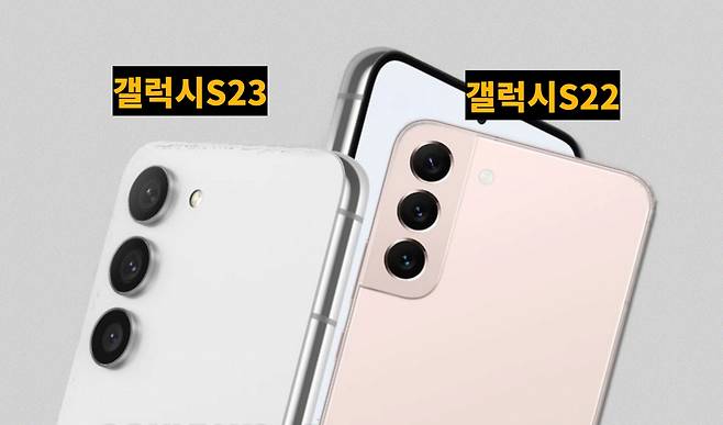 갤럭시S23 예상 이미지(왼쪽)와 지난 2월 출시된 갤럭시S22. [트위터(@OnLeaks)]