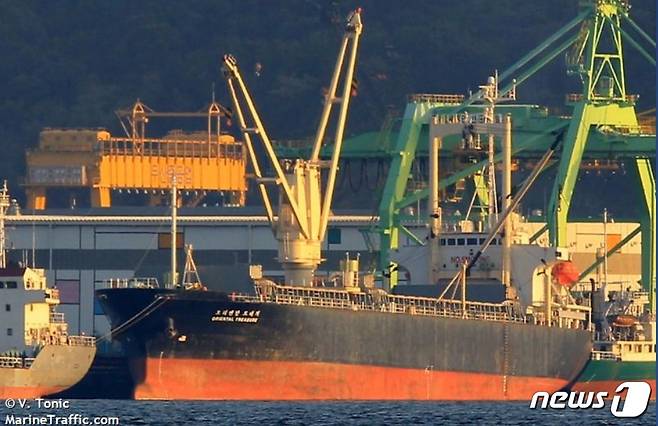 북한이 한국 회사 소유였던 화물선 '오리엔탈 트레저'을 구입해 석탄을 불법 수출하는 데 이용한 정황이 포착됐다. (마린 트래픽 갈무리)