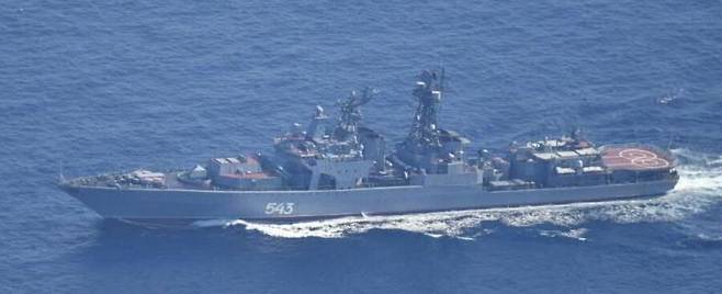 러시아 해군의 우달로이급 구축함 모습. 일본 자위대 누리집 갈무리