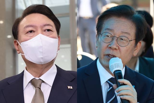 윤석열 대통령(왼쪽 사진)과 더불어민주당 이재명 대표. 연합뉴스