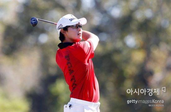 김성현이 샌더슨 팜스 챔피언십 최종일 8번 홀에서 티 샷을 하고 있다. 잭슨(미국)=Getty images/멀티비츠