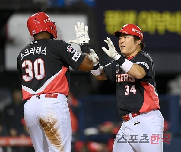 소크라테스 브리토(왼쪽)·나성범. ⓒ스포츠코리아