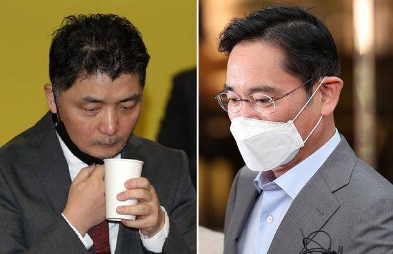 김범수 카카오 창업자(왼쪽)와 이재용 삼성전자 부회장