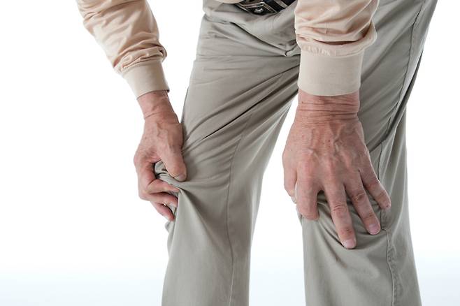 노인이 관절염으로 무릎 통증을 호소하고 있다. 자생한방병원 제공