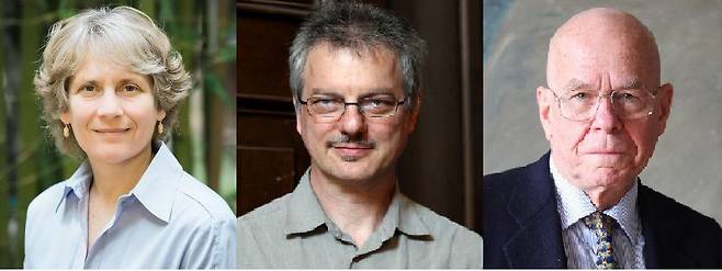 올해 노벨 화학상 수상자인 캐럴린 버토지 미국 스탠퍼드대 교수와 모르텐 멜달 덴마크 코펜하겐대 교수,  배리 샤플리스 미국 스크립스연구소 교수(왼쪽부터)./각 기관