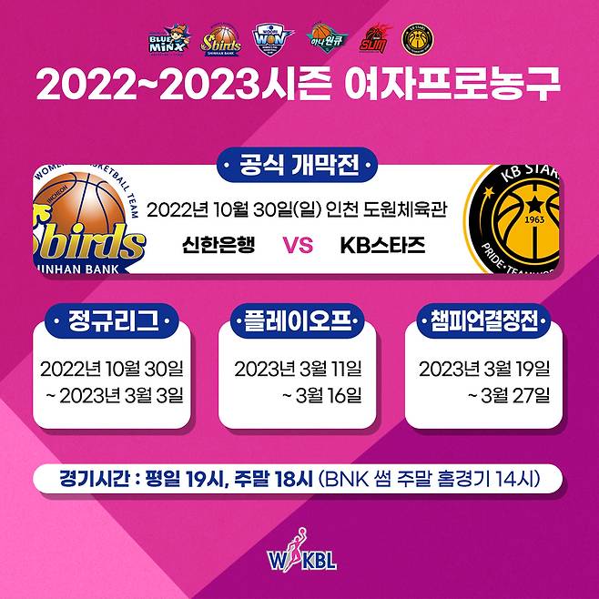2022~2023 여자프로농구 시즌 일정. 사진=WKBL 제공.