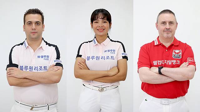 왼쪽부터 다비드 사파타, 스롱 피아비(이상 블루원리조트), 프레드릭 쿠드롱(웰컴저축은행) 2022-23 PBA 팀리그 전반기 프로필. © 프로당구협회
