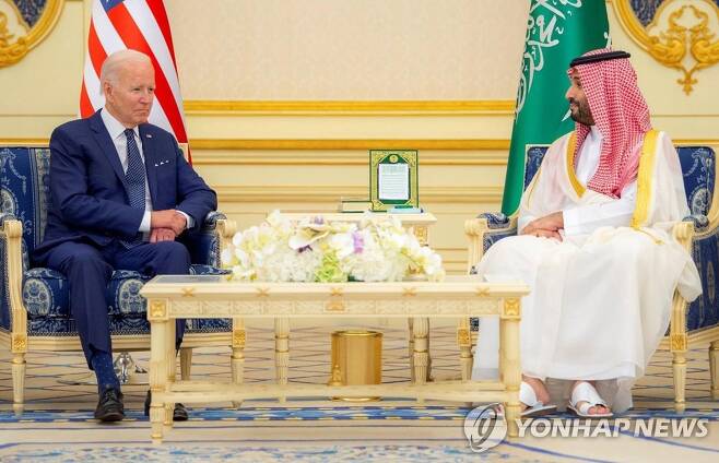 조 바이든 미국 대통령과 무함마드 빈 살만 사우디 왕세자 [UPI 연합뉴스 자료사진. 재판매 및 DB 금지]