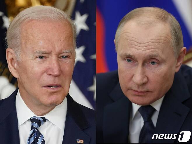 조 바이든(왼) 미국 대통령과 블라디미르 푸틴 러시아 대통령. ⓒ AFP=뉴스1