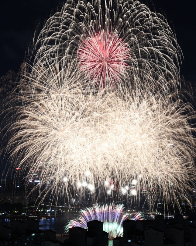 8일 밤 서울 여의도 한강공원 일대에서 '2022 서울세계불꽃축제'가 열렸다. [사진 = 연합뉴스]