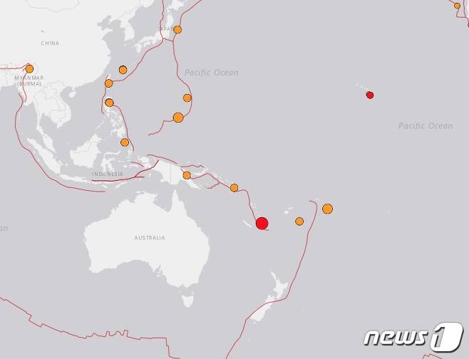 9일 오후 18시55분(한국시간) 인도네시아 자바에서 규모 5.5의 지진이 발생했다.(미국 지질조사국 갈무리).