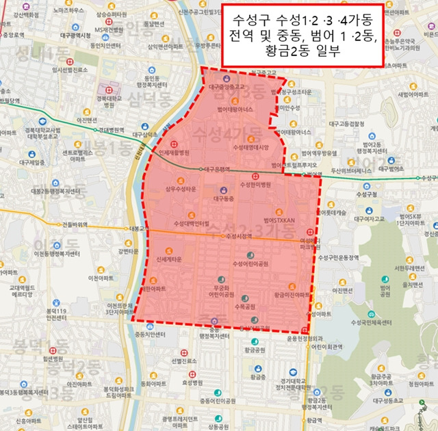 대구시 상수도사업본부의 흐린물 출수 예상 위치도/사진제공=대구시 상수도사업본부